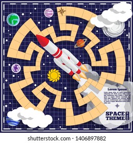 A board game on the space theme. Vector design for app game user interface.