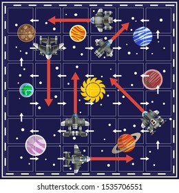 A board game on the space theme. Vector illustration.