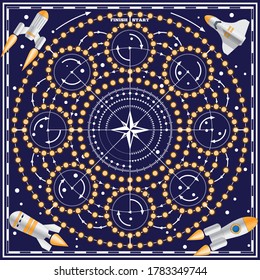 A board game on the space theme. Vector design for app game user interface.