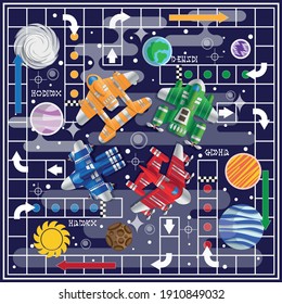 Juego de mesa sobre un tema espacial. Ilustración vectorial.