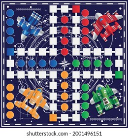Board game on a space theme. Vector illustration.