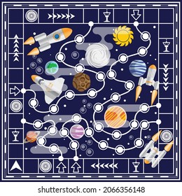 A board game on the space theme. Vector illustration.