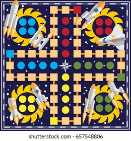 A board game on the space theme. Vector design for app game user interface.