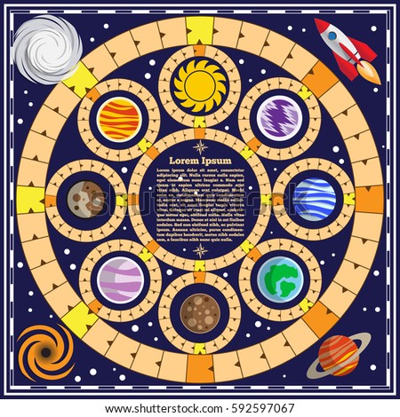 A board game on the space theme. Vector design for app game user interface.