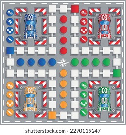 Board game on the theme of car racing. Vector illustration.