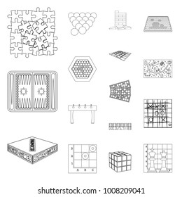 Board game outline icons in set collection for design. Game and entertainment vector symbol stock web illustration.