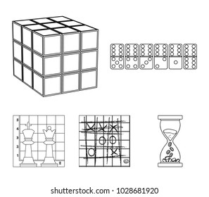 Board game outline icons in set collection for design. Game and entertainment vector symbol stock web illustration.