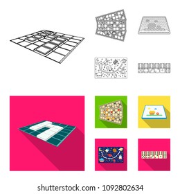 Board game outline,flat icons in set collection for design. Game and entertainment vector symbol stock web illustration.