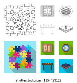 Board game outline,flat icons in set collection for design. Game and entertainment vector symbol stock web illustration.