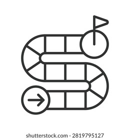 Board game path icon in line design. Game, path, journey, start, finish, leisure, play on white background vector. Board game path editable stroke icon
