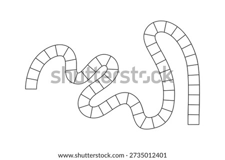 Board game path for kids activity book, simple outline road with tiles vector illustration.