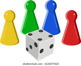 Board game pieces, illustration, vector on a white background.