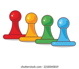 Board Game Pieces. Plastic board game pieces, figures, pawns, puppets. Figures of Game