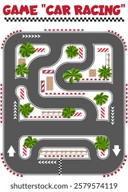 Board game race track. Isolated on white background. Vector illustration.