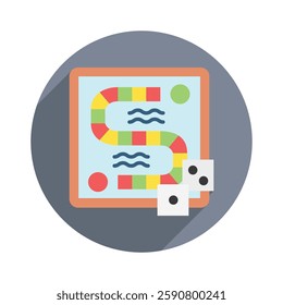 Board Game rounded color, mini illustration icon. use for modern concept, print, UI, UX kit, web and app development. Vector EPS 10, related to entertainment, festival, funfair and hobbies.