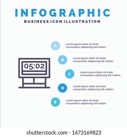 Board, Game, Score, Scoreboard Line icon with 5 steps presentation infographics Background