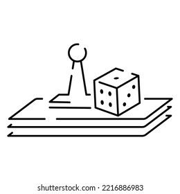 Board game or table game line icon vector and illustration. Fun and activity. Pawn, dice and card