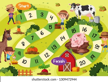 Board Game Template Farm Theme Illustration Stock Vector (Royalty Free ...