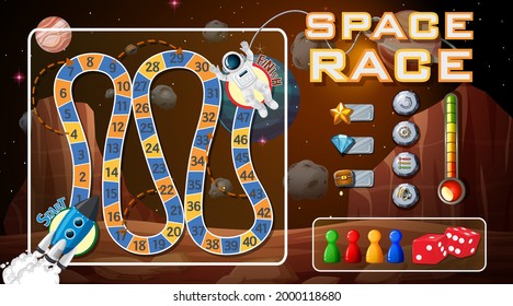 Board game template with space theme illustration