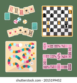 Board game. Tournament activity time concept. Table toy game. Education playing. Vector illustration.