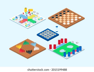 Board game. Tournament activity time concept. Table toy game. Education playing. Vector illustration.