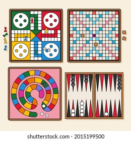 Board game. Tournament activity time concept. Table toy game. Education playing. Vector illustration.