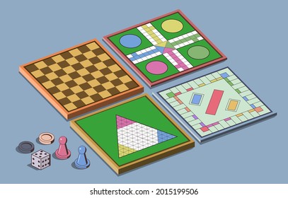 Board game. Tournament activity time concept. Table toy game. Education playing. Vector illustration.