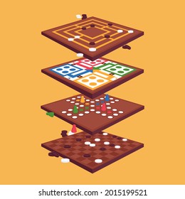 Board game. Tournament activity time concept. Table toy game. Education playing. Vector illustration.