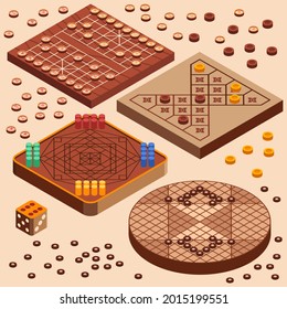 Board game. Tournament activity time concept. Table toy game. Education playing. Vector illustration.