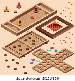 Board game. Tournament activity time concept. Table toy game. Education playing. Vector illustration.