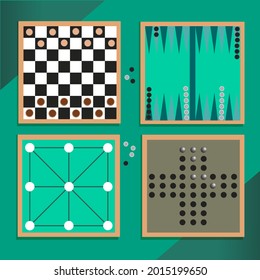 Board game. Tournament activity time concept. Table toy game. Education playing. Vector illustration.
