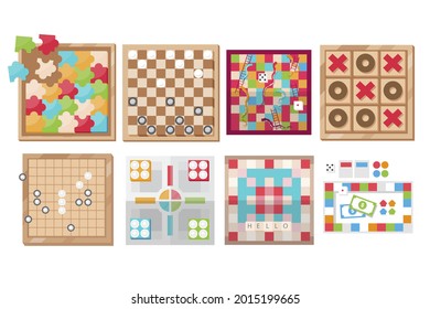 Board game. Tournament activity time concept. Table toy game. Education playing. Vector illustration.