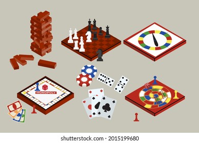 Board game. Tournament activity time concept. Table toy game. Education playing. Vector illustration.