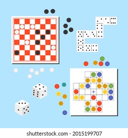 Board game. Tournament activity time concept. Table toy game. Education playing. Vector illustration.