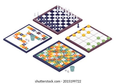 Board game. Tournament activity time concept. Table toy game. Education playing. Vector illustration.