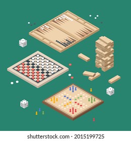 Board game. Tournament activity time concept. Table toy game. Education playing. Vector illustration.