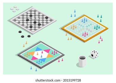 Board game. Tournament activity time concept. Table toy game. Education playing. Vector illustration.