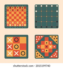 Board game. Tournament activity time concept. Table toy game. Education playing. Vector illustration.