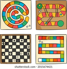 Board game. Tournament activity time concept. Table toy game. Education playing. Vector illustration.