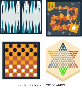 Brettspiel. Zeitkonzept für Turnieraktivitäten. Tischspielzeug-Spiel. Spielerische Bildung. Vektorgrafik.