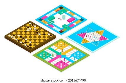 Board game. Tournament activity time concept. Table toy game. Education playing. Vector illustration.