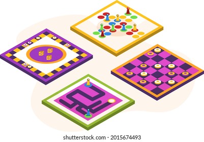 Board game. Tournament activity time concept. Table toy game. Education playing. Vector illustration.