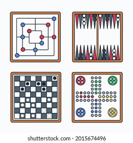 Board game. Tournament activity time concept. Table toy game. Education playing. Vector illustration.