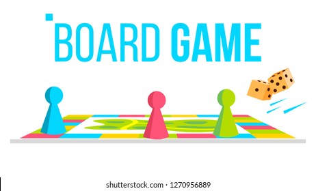 Board Game Vector. Field Space. Logical Table Game For Kids. Isolated Flat Cartoon Illustration