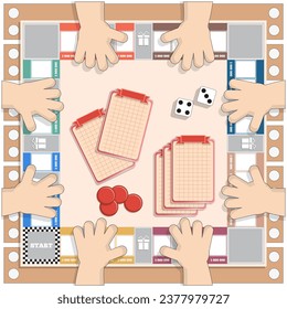 A board game. View from above. Vector illustration.