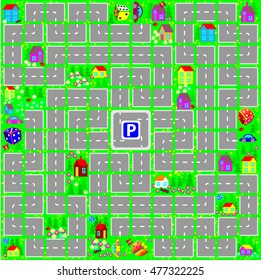 A board game for young children with a dice. Vector cartoon image.