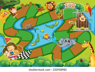 Vector Illustration Board Game Design Animal Stock Vector (Royalty Free ...