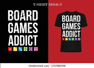 Brettspiele süchtiges T-Shirt-Design. Gaming-T-Shirt-Design. 