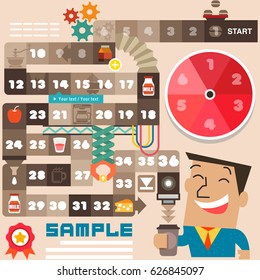 Board games with blocking the path of coffee maker, illustrator Vector