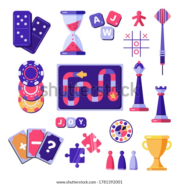 Board Games Entertainment Vector Set Flat Stock Vector (Royalty Free ...